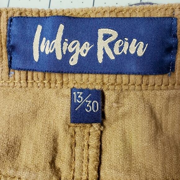 INDIGO Rein Golden Brown  Corduroy mini skirt size 13/30 button fly raw hem - Picture 4 of 9